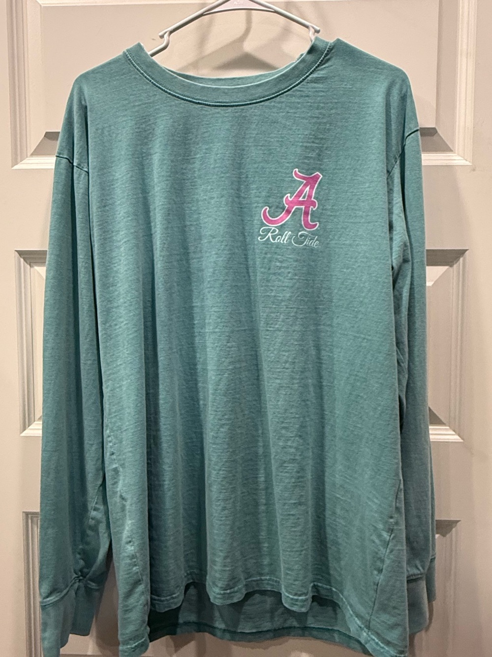 Pressbox Alabama Roll Tide Long Sleeve Tee in Teal with Pink Logo